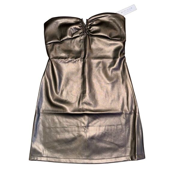 [NWT] Kirioius Los Angeles Faux Leather Strapless Mini Dress - Size Large - Picture 1 of 9